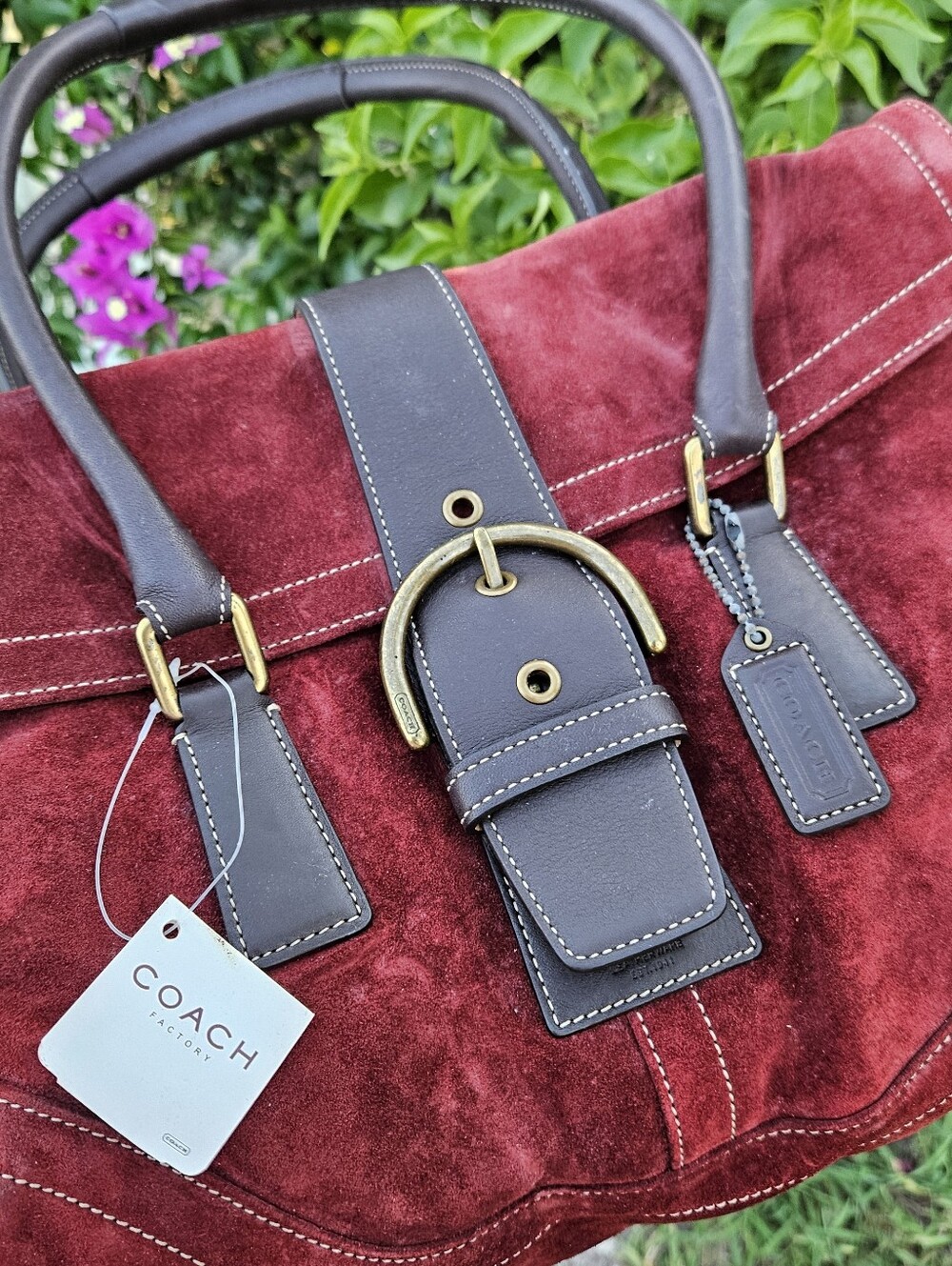 Vintage Coach Soho 9507 Burgundy Suede Shoulder Bag Hangtag Musty Smell Read - Picture 5 of 14